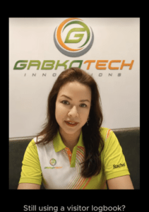 Gabkotech representative explaining the limitations of paper visitor logbooks and the need for better visitor traceability.